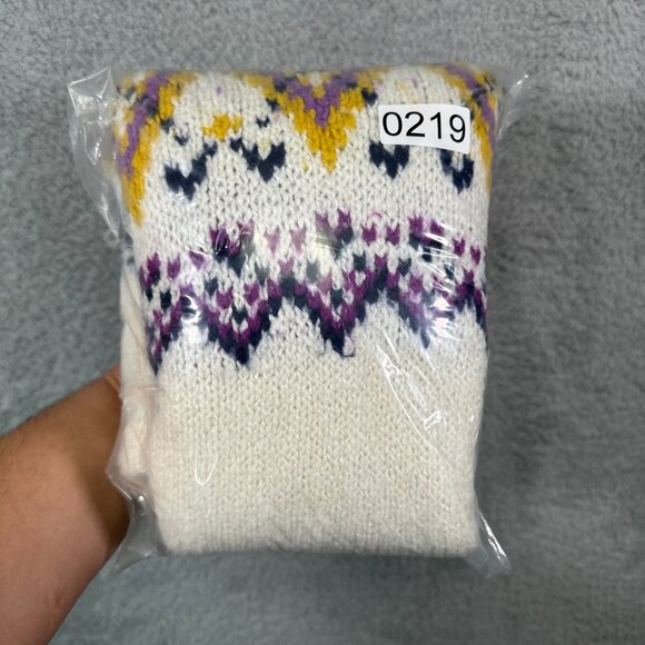 Talbots Cream, Purple, Yellow Fair Isle Mockneck Sweater Small - Picture 13 of 13